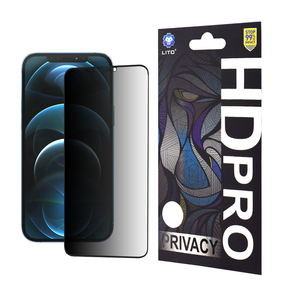 Privacy-Schutzfolie Lito HD Pro für Apple iPhone 12 Pro Max, gehärtetes Glas, Full Glue