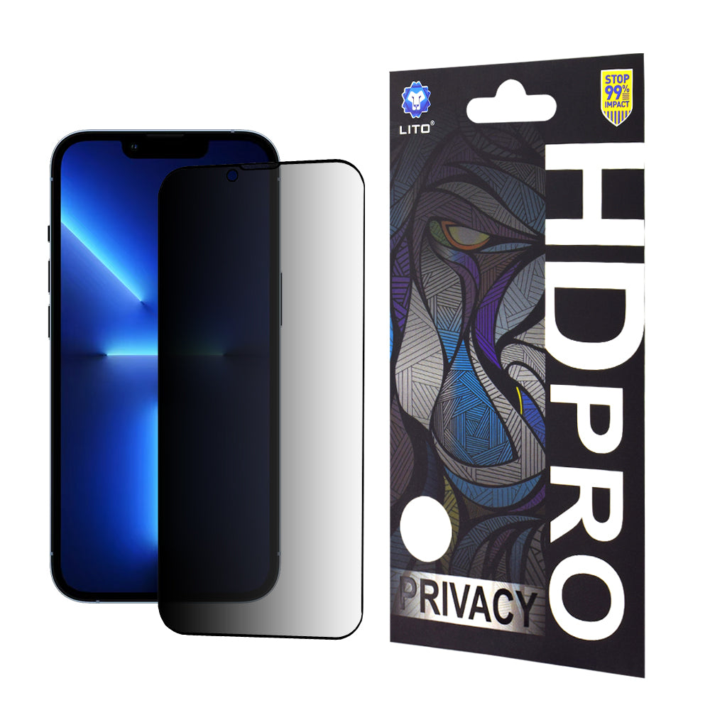 Privacy Screen Protector Lito HD Pro voor Apple iPhone 14 Plus / 13 Pro Max, Gehard Glas, Volledige Lijm