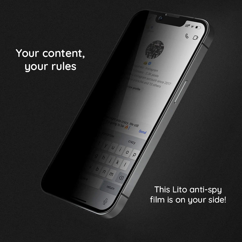 Film de protection d'écran Privacy Lito HD Pro pour Apple iPhone 15 Plus, Verre Trempé, Collage Complet