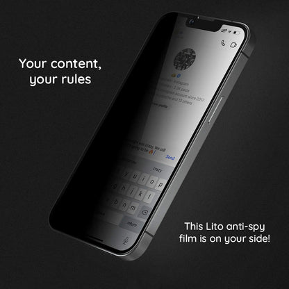 Film de protection d'écran Privacy Lito HD Pro pour Apple iPhone 15 Plus, Verre Trempé, Collage Complet