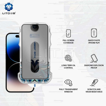 Privacy-Schutzfolie Lito Magic Glass Box D+ Tools für Apple iPhone 12 / 12 Pro, gehärtetes Glas, Vollkleber