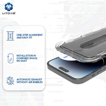 Privacy Screen Protector Lito Magic Glass Box D+ Tools for Apple iPhone 15 Pro, Tempered Glass, Full Glue