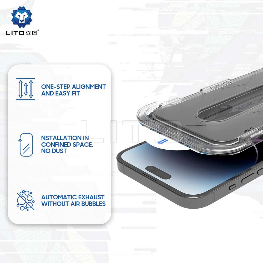 Privacy Screen Protector Lito Magic Glass Box D+ Tools for Apple iPhone XS Max, Tempered Glass, Full Glue