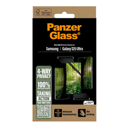 Beschermfolie Privacy PanzerGlass Ultra-Wide Fit Eco Matrix 4-Way voor Samsung Galaxy S25 Ultra S938, Gehard Glas, Volledige Lijm