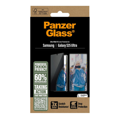 Film de protection Écran Privacy PanzerGlass Ultra-Wide Fit pour Samsung Galaxy S25 Ultra S938, Verre Trempé, Full Glue