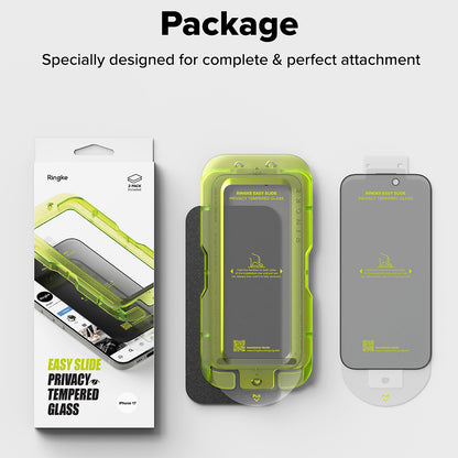 Privacy-Schutzfolie Ringke Easy Slide für Apple iPhone 17 Pro Max, gehärtetes Glas, Full Glue, 2er-Set