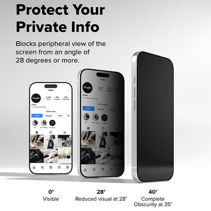 Privacy-Schutzfolie Ringke Easy Slide für Apple iPhone 17 Pro, gehärtetes Glas, Full Glue, 2er-Set
