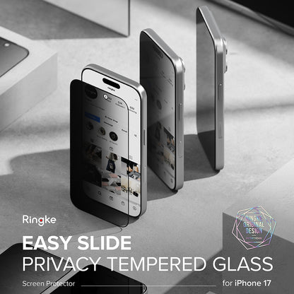 Privacy-Schutzfolie Ringke Easy Slide für Apple iPhone 17 Pro, gehärtetes Glas, Full Glue, 2er-Set
