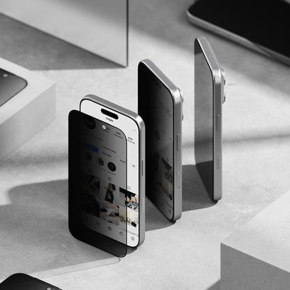 Privacy Screen Protector Ringke Easy Slide voor Apple iPhone 18 Pro, Gehard Glas, Volledige Lijm, Set van 2 stuks