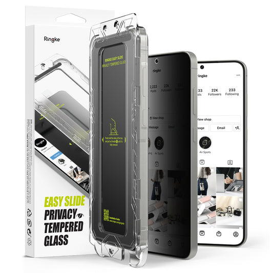 Privacy Screen Protector Ringke Easy Slide voor Samsung Galaxy S25+ S936, Gehard Glas, Volledige Lijm, Set van 2 stuks