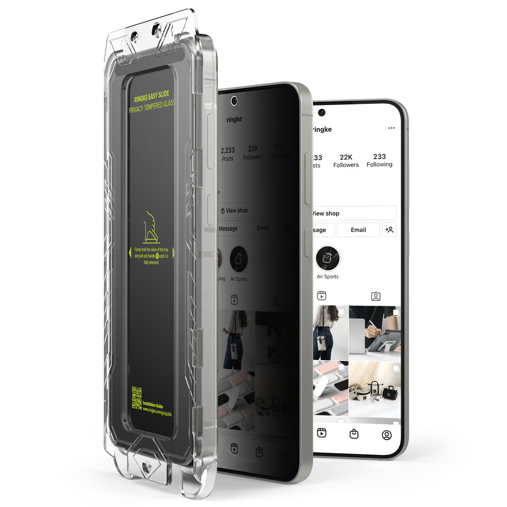 Privacy-Schutzfolie Ringke Easy Slide für Samsung Galaxy S25+ S936, gehärtetes Glas, Full Glue, 2er-Set