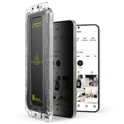 Privacy-Schutzfolie Ringke Easy Slide für Samsung Galaxy S25+ S936, gehärtetes Glas, Full Glue, 2er-Set
