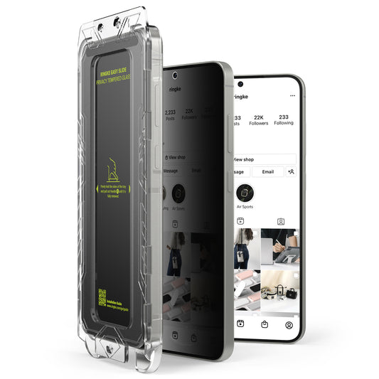 Privacy Screen Protector Ringke Easy Slide voor Samsung Galaxy S25+ S936, Gehard Glas, Volledige Lijm, Set van 2 stuks