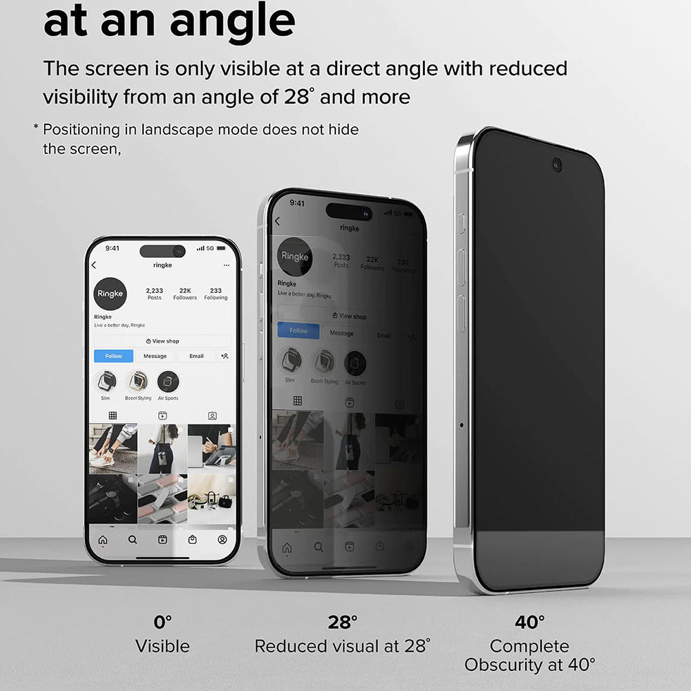 Privacy Screen Protector Ringke for Apple iPhone 15 Pro, Tempered Glass, Full Glue