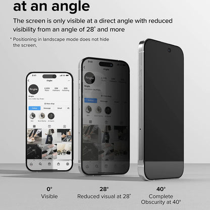 Privacy Screen Protector Ringke for Apple iPhone 15 Pro, Tempered Glass, Full Glue