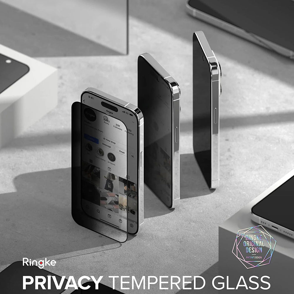 Privacy Screen Protector Ringke for Apple iPhone 15 Pro, Tempered Glass, Full Glue