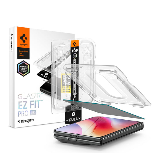 Außenschutzfolie Privacy Spigen GlastR EZ FIT Pro HD für Apple iPhone Duo, gehärtetes Glas, Full Glue AGL12016