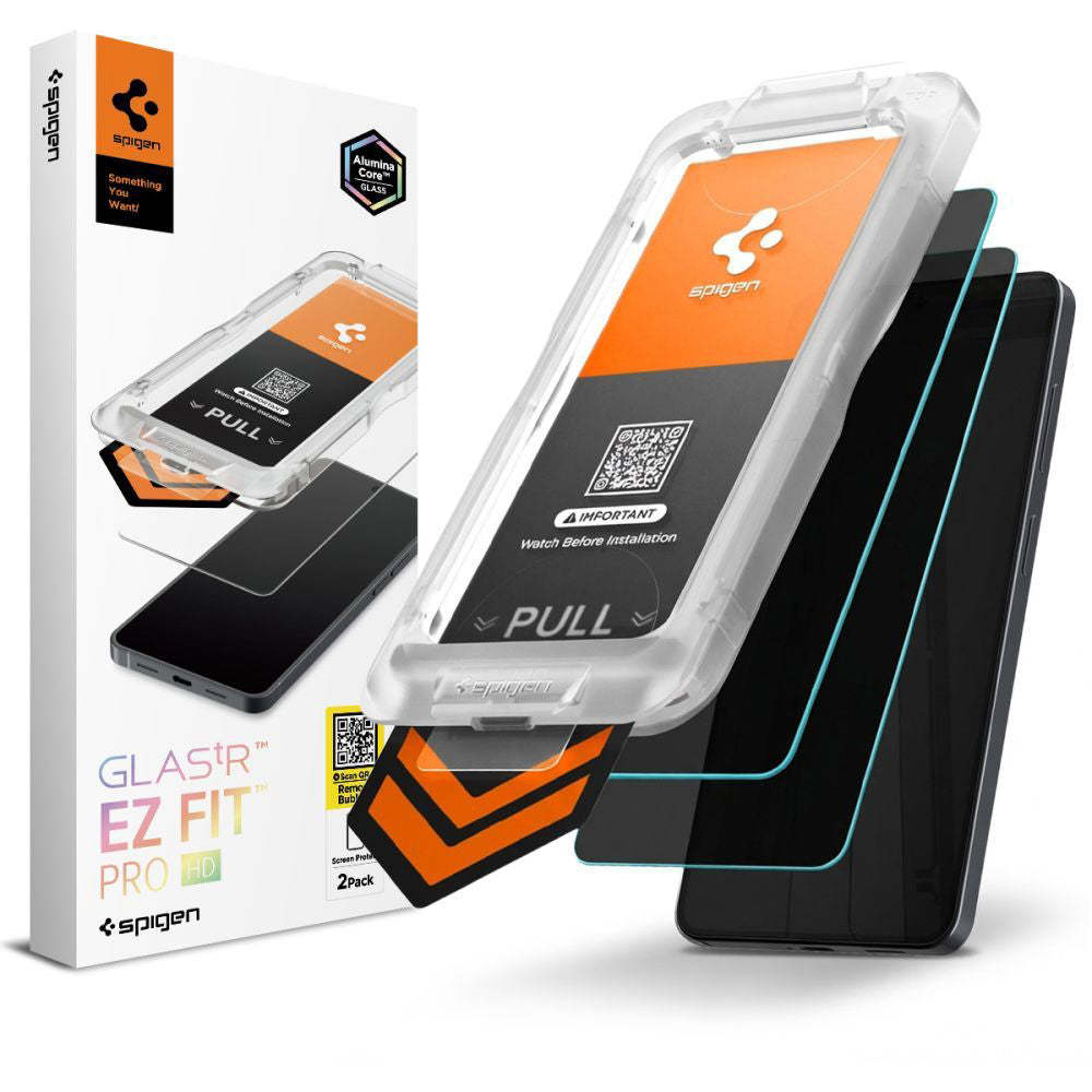 Privacy Screen Protector Spigen GlastR EZ FIT Pro HD voor Samsung Galaxy S26 Plus S947, Gehard Glas, Volledige Lijm, Set van 2 stuks AGL11085