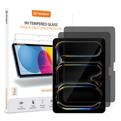 Privacy Screen Protector Techsuit ArmorGlass CrystalHD voor Apple iPad Pro 11 (2024), Gehard Glas, Volledige Lijm, Set van 2 stuks