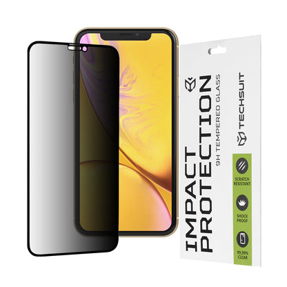 Film de protection d'écran Privacy Techsuit pour Apple iPhone 11 / XR, Verre trempé, Collage complet, 111D