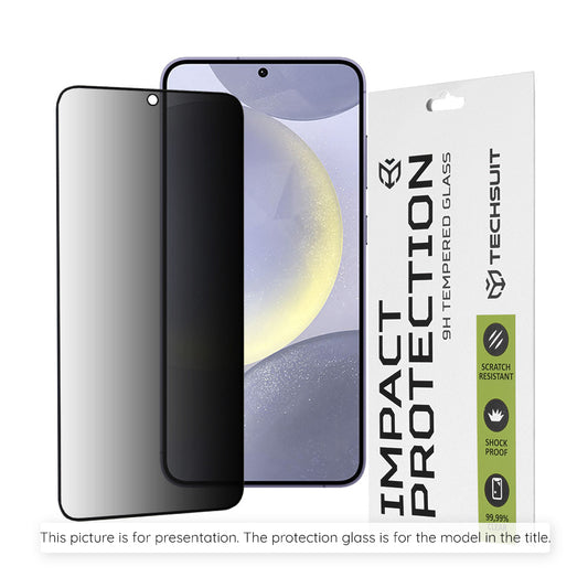 Film de protection d'écran Privacy Techsuit pour Apple iPhone 18 Pro Max, Verre Trempé, Full Glue, 111D