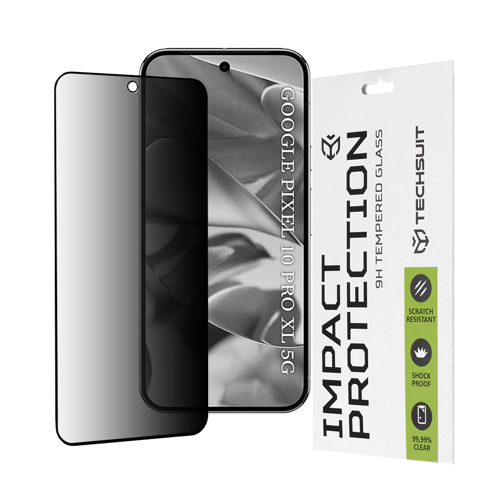 Film de protection d'écran Privacy Techsuit pour Google Pixel 10 Pro XL, Verre Trempé, Full Glue, 111D