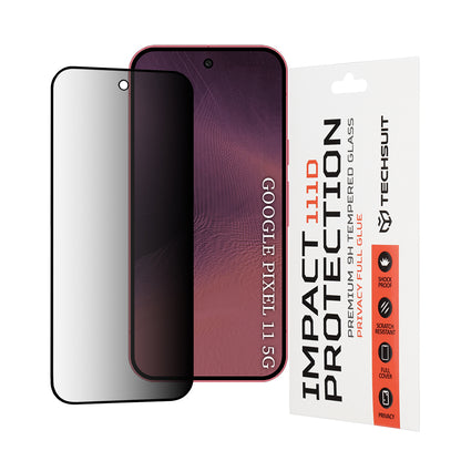 Privacy Techsuit Displayschutzfolie für Google Pixel 11 Pro / 11, gehärtetes Glas, Full Glue, 111D