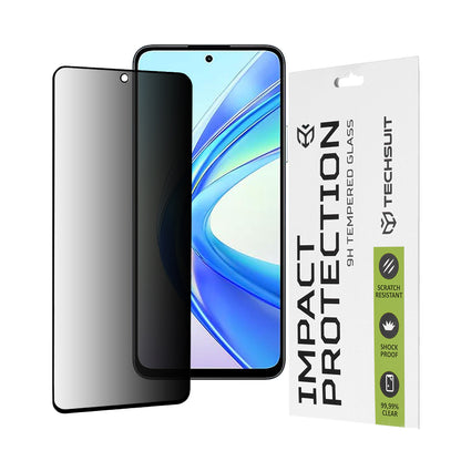 Privacy Techsuit schermbeschermfolie voor Honor X7b 5G / 90 Smart / X7b 4G, gehard glas, volledige lijm, 111D