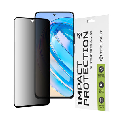 Privacy Techsuit schermbeschermfolie voor Honor X8a / X8 4G, gehard glas, volledige lijm, 111D