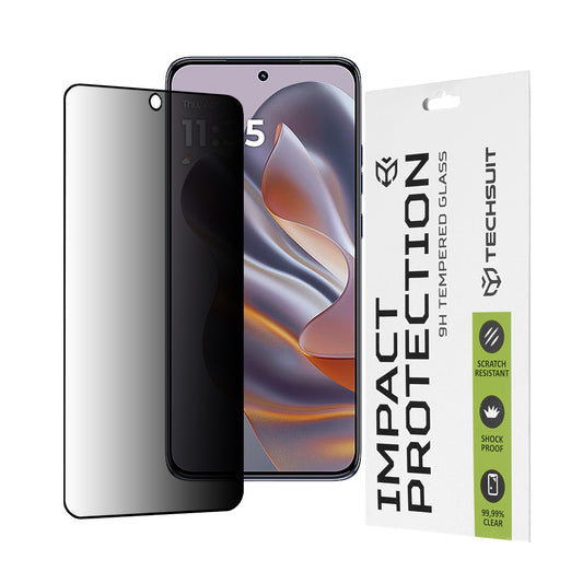 Privacy Techsuit schermbeschermfolie voor Motorola Edge 50 Neo, gehard glas, full glue, 111D