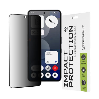 Privacy Techsuit schermbeschermfolie voor Nothing Phone (3a) / Phone (3a) Pro, gehard glas, full glue, 111D