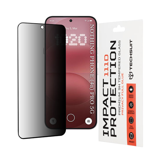 Film de protection écran Privacy Techsuit pour Nothing Phone (4a) Pro, Verre Trempé, Full Glue, 111D