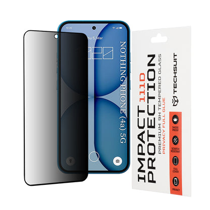 Privacy Techsuit schermbeschermfolie voor Nothing Phone (4a), Gehard Glas, Volledige Lijm, 111D
