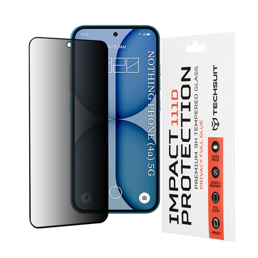 Film de protection écran Privacy Techsuit pour Nothing Phone (4a), Verre Trempé, Full Glue, 111D