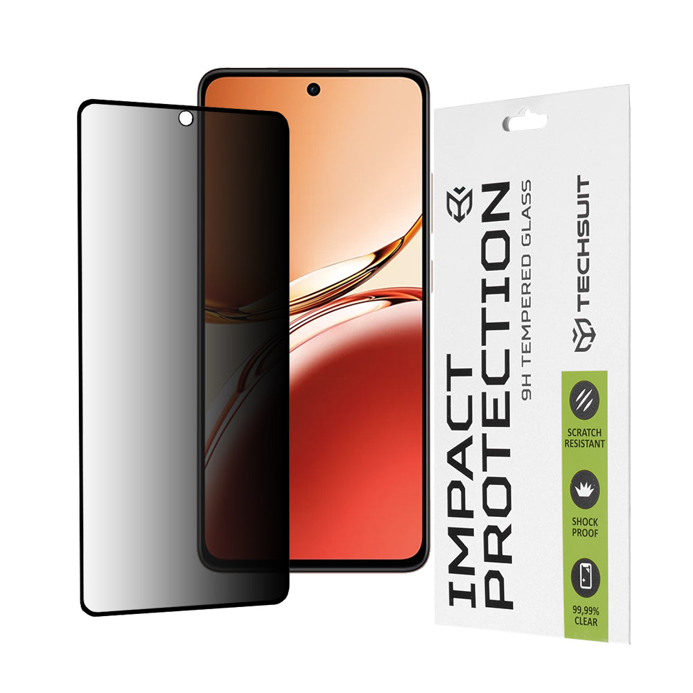 Film de protection d'écran Privacy Techsuit pour Oppo Reno12 FS 5G / Reno12 FS 4G / Reno12 F 4G / Reno12 F, Verre Trempé, Collage Complet, 111D