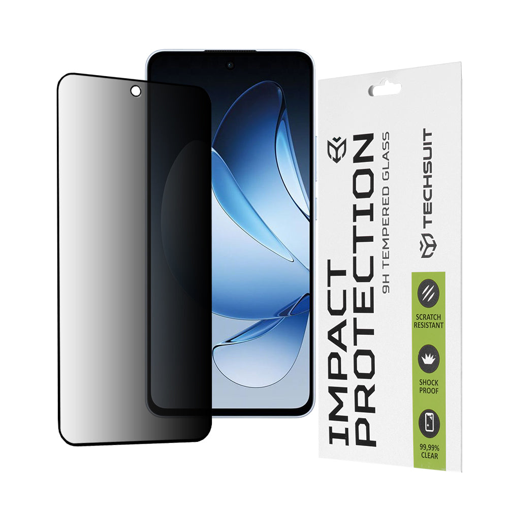 Privacy Techsuit schermbeschermfolie voor Oppo Reno13, gehard glas, volledige lijm, 111D