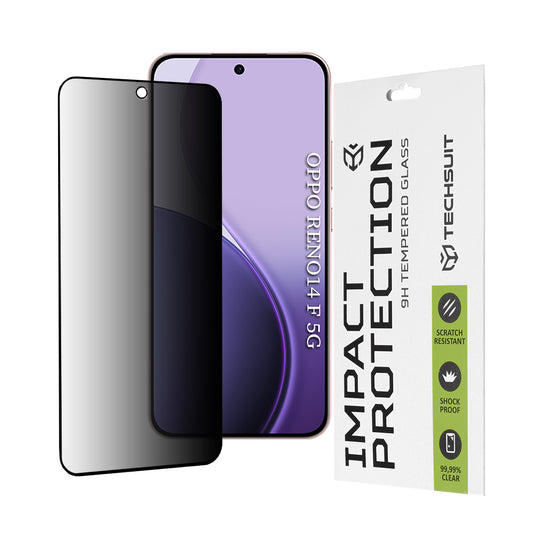 Film de protection d'écran Privacy Techsuit pour Oppo Reno14 FS 5G / Reno14 F, Verre Trempé, Collage Complet, 111D