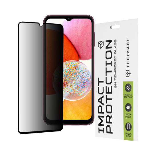 Privacy Techsuit schermbeschermfolie voor Samsung Galaxy A14 A145 / A14 5G A146, gehard glas, volledige lijm, 111D