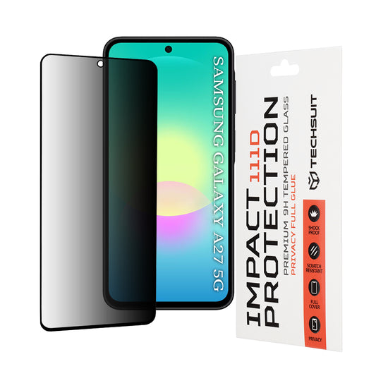 Privacy-Schutzfolie Techsuit für Samsung Galaxy A27 5G, gehärtetes Glas, Full Glue, 111D