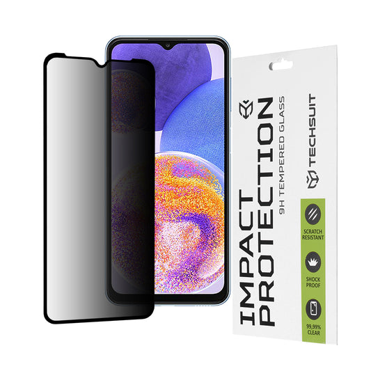 Privacy Techsuit schermbeschermfolie voor Samsung Galaxy M13 M135 / F13 E135 / A23 5G A236 / A23 A235, gehard glas, volledige lijm, 111D