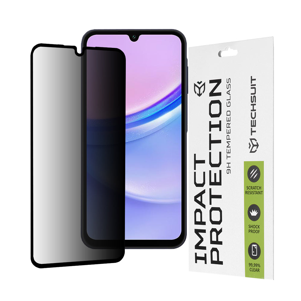 Privacy Techsuit schermbeschermfolie voor Samsung Galaxy M15 / A15 5G A156 / A15 A155, gehard glas, full glue, 111D