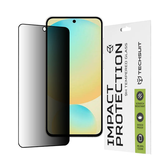 Privacy Techsuit schermbeschermfolie voor Samsung Galaxy S24 FE S721, gehard glas, volledige lijm, 111D