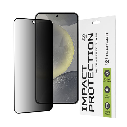 Privacy Techsuit schermbeschermfolie voor Samsung Galaxy S25 S931 / S24 S921, gehard glas, full glue, 111D