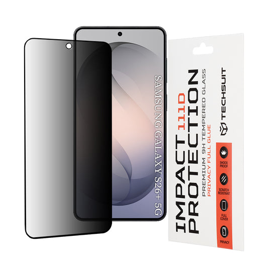 Beschermfolie Privacy Techsuit voor Samsung Galaxy S26 Plus S947, Gehard Glas, Volledige Lijm, 111D