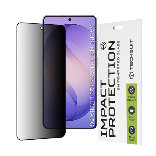 Privacy Techsuit schermbeschermfolie voor Samsung Galaxy S26 Ultra, Gehard Glas, Volledige Lijm, 111D