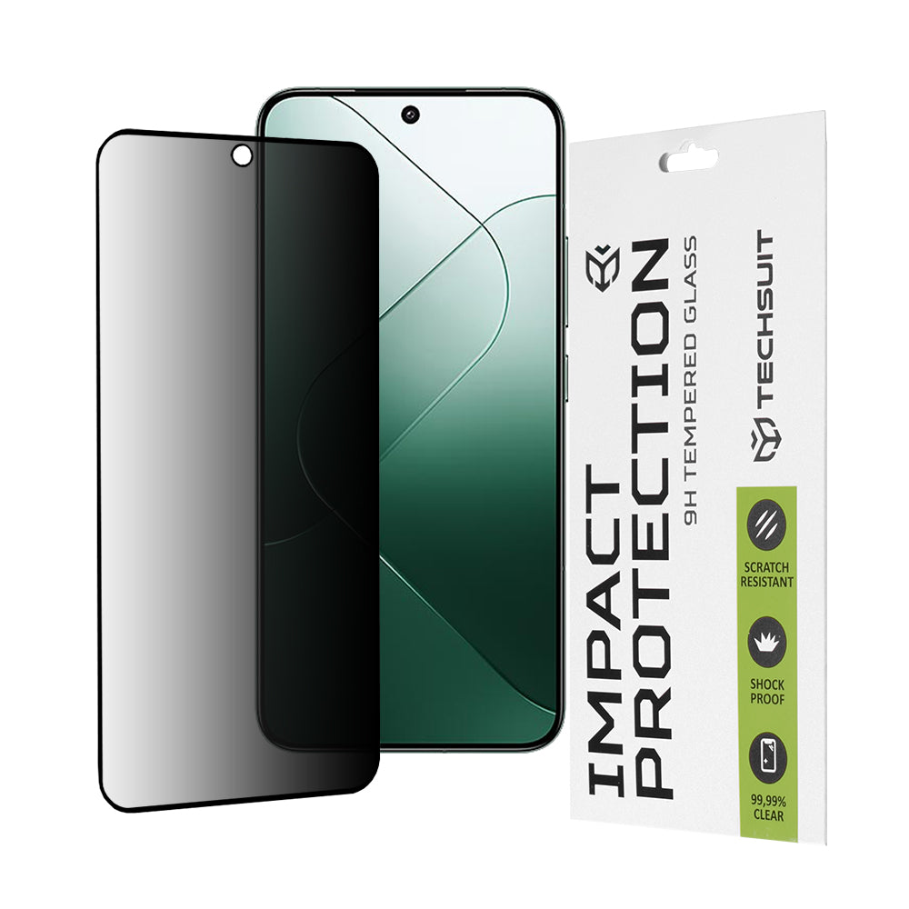 Privacy Techsuit Screen Protector for Xiaomi 14, Tempered Glass, Full Glue, 111D