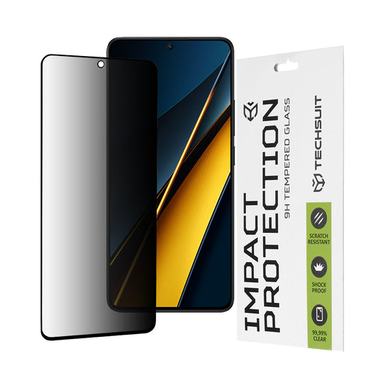 Privacy Techsuit schermbeschermfolie voor Xiaomi Poco X6 Pro, gehard glas, full glue, 111D