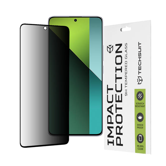Privacy Techsuit schermbeschermfolie voor Xiaomi Poco X6 / Redmi Note 13 Pro 5G, gehard glas, volledige lijm, 111D