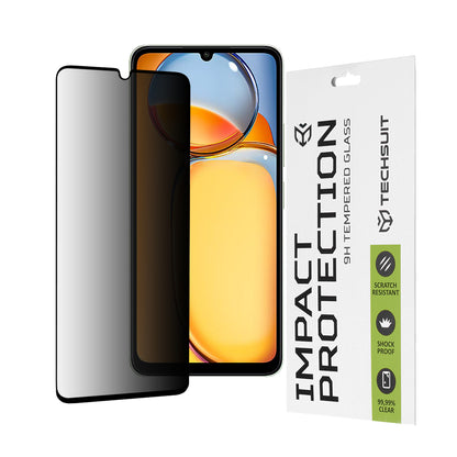 Privacy Techsuit schermbeschermfolie voor Xiaomi Redmi 13C 5G / 13C / Poco C65, gehard glas, volledige lijm, 111D