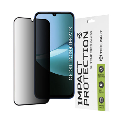 Film de protection d'écran Privacy Techsuit pour Xiaomi Redmi 15C 5G / 15C 4G, Verre Trempé, Collage Complet, 111D